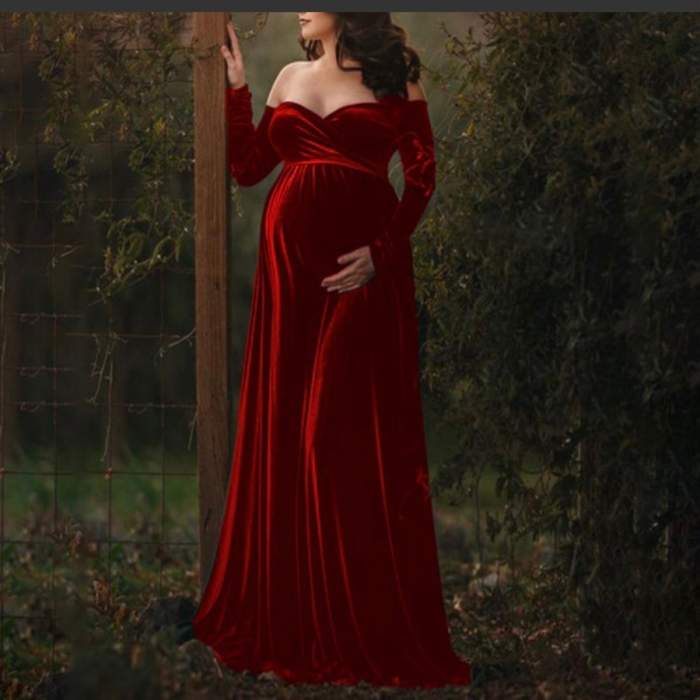 Red/burgundy suede maternity dress